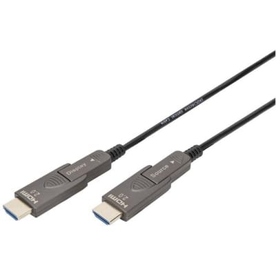Digitus AK-330127-200-S HDMI-kabel HDMI Aansluitkabel HDMI-A-stekker 20 m Zwart 4K UHD, Afgeschermd (drievoudig), Flexibel, Afscherming totaal,