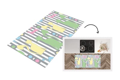 Keukenloper - Loper keuken - Katten - Pastel - Dieren - 120x60 cm - Keukenloper vinyl