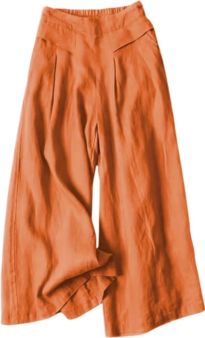 Livano Linnen Broek Dames - Zomerbroek - Volwassenen - Lange Broek - Pantalon - Strandbroek - Zomer - Ibiza Stijl - Oranje - Maat S