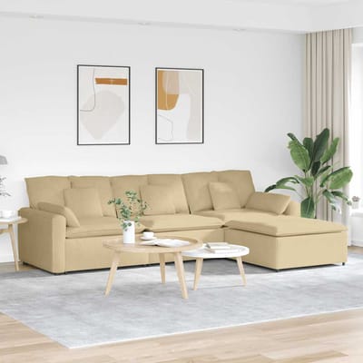 vidaXL Modulaire bank met voetenbank en kussens grijsgroen