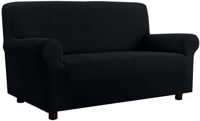Dailygoods- Bankovertrekken Bi-elastisch - Zwart - Polyester - Bescherming - 2 Plaatsen - Uittrekbaar van 130 tot 170 cm - Bankhoezen