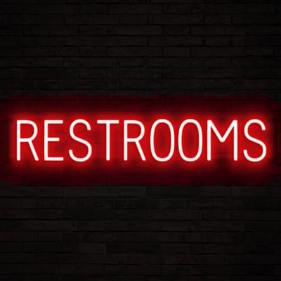 RESTROOMS - Lichtreclame Neon LED bord verlicht | SpellBrite | 92,17 x 16 cm | 6 Dimstanden & 8 Lichtanimaties | Reclamebord neon verlichting