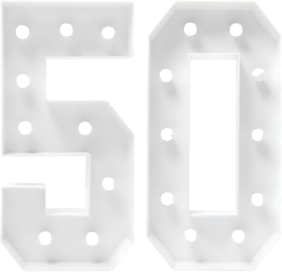 Oplichtende cijfers – Voor verjaardagsfeestjes (30e, 40e, 50e, 60e) – Decoratie voor verjaardagen – LED-verlichting, 30/40/50/60 stuks, wit