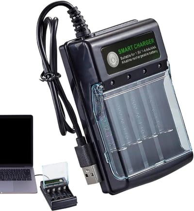Batterij Oplader - Accu Lader Station - Huishoudelijk Gebruik - Voor Alkaline Batterijen - 3.5 x 8.5 x 3.5 cm
