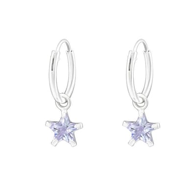Aramat Jewels | Oorringen | 925 Zilveren Kinder Oorringen Ster Bedel 12mm - Meisje Hoepels | Zwart | |2mm | Zilver | Kinderen | Verkleurd niet