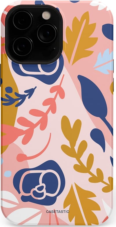 Casetastic Hoesje Geschikt voor Apple iPhone 13 Pro Max Magsafe - Stijlvolle Beschermende Duo-layer Case - Roze Bladeren