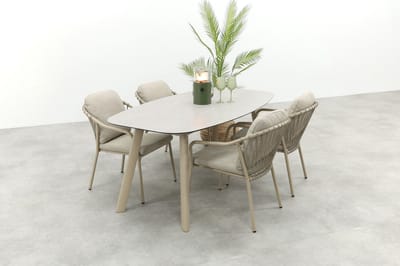 Pisa/Taste Manolo Deens ovale 4-persoons tuinset 180x95 cm. - Latte