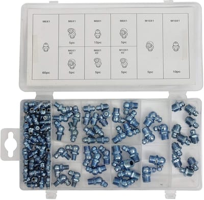 Smeernippel Assortiment - Vetnippel Set - Machine Onderhoud - 110 Delig Inclusief Hoeken - M6 M8 M10 - Chroom