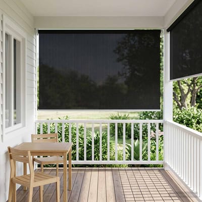 Store Enrouleur Extérieur 90% Blocage UV Noir 140 x 140 cm PEHD