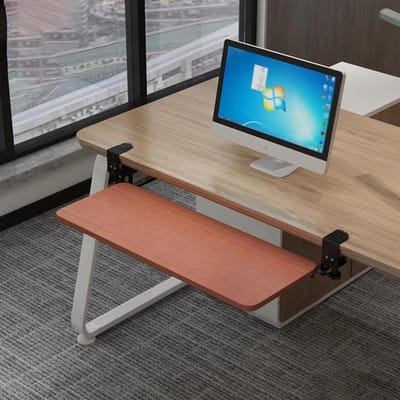 Toetsenbordlade Onder Bureau - Schuiflade Toetsenbord - Werkruimte Maximaliseren - Duurzame C-klemmen - 52cm - Teak Kleur
