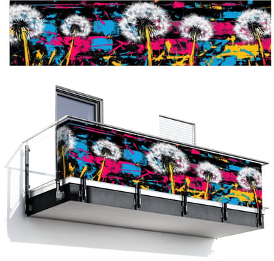 Balkonscherm 500x120 cm - Balkonposter Street Art - Kleurrijk - Muur - Balkon scherm decoratie - Balkonschermen - Balkondoek zonnescherm