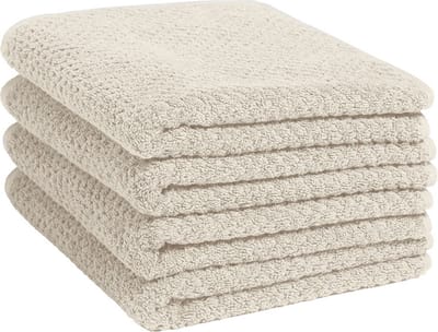 Yumeko handdoeken dots wit zand 50x100 - 4 st - Hotelkwaliteit - Bio, eco & fairtrade