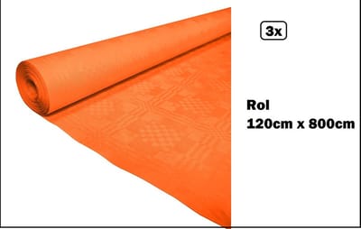 3x Tafelrol tafelkleed oranje 120cm x 800cm papier- Koningsdag Voetbal diner food festival eten fun thema feest party