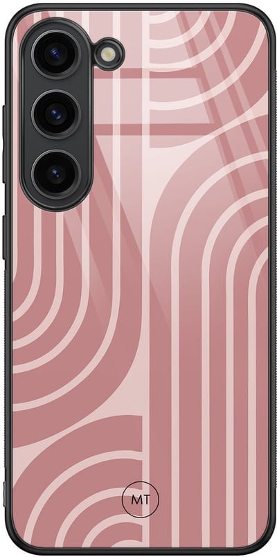 Hoesje geschikt voor Samsung Galaxy S23 - Blush shapes - Hard Case Zwart Back Cover - Print - Roze - Mooie Telefoonhoesjes