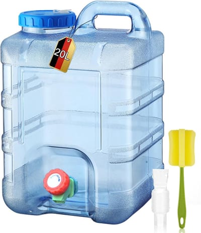 Waterjerrycan met kraan en schroefdeksel, camping-jerrycan, BPA-vrij, draagbaar waterreservoir met handvat voor caravans, picknick, wandelen, 20 liter, upgrade