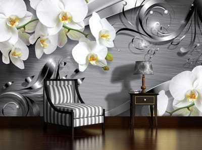 Pattern Flowers Orchids Photo Wallcovering