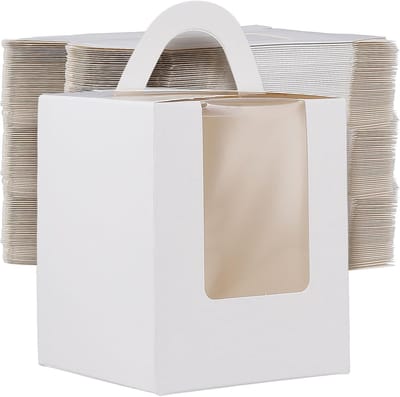 Individuele cupcake-dozen met handvat en venster - 100 stuks voor verjaardagen, bruiloften en feesten