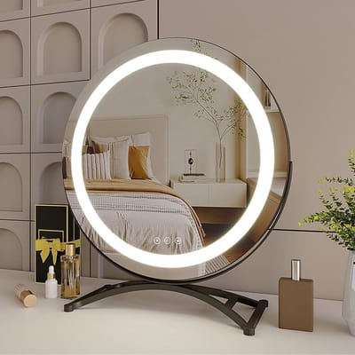 Verlichte Make-up Spiegel - Draaibare Kaptafel Spiegel - Perfecte Make-over - 3 Kleuren Instelbaar - 360 Graden - Zwart