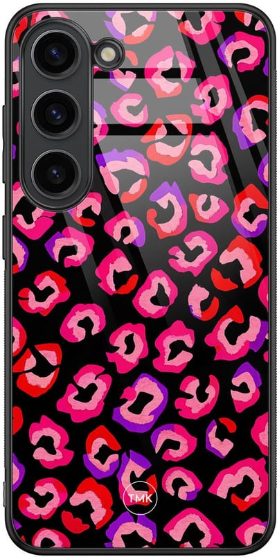 Hoesje geschikt voor Samsung Galaxy S23 - Luipaard neon - Multi - TPU luxe case (glossy toplaag) - Luipaardprint - Hardcase backcover zwart