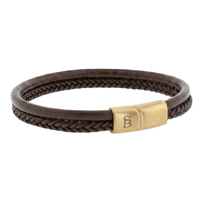 STEEL & BARNETT - Leren Armband Heren - Denby - Bruin - Maat M