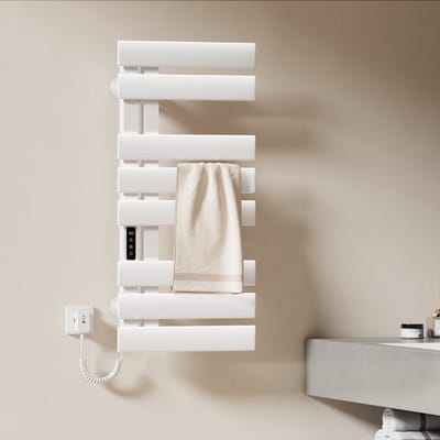 EMKE Elektrische Handdoekradiator - 2026 Vernieuwd - Smart Bediening - Touchscreen & APP - Met Timer - 230 W - 85x40 cm - Badkamer Radiator - Handdoekdroger