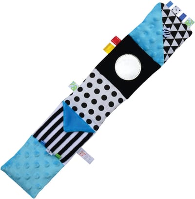 Mom's Care babyboek blauw - zacht sensorisch speelgoed voor baby's.