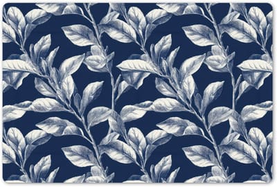 Placemats 45x30 cm - Placemat kunststof - 1 stuk - Botanisch - Patroon - Blauw - Borden onderleggers - Decoratie voor op tafel - Keuken tafeldecoratie accessoires - Vinyl onderlegger - Tafelversiering