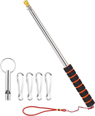 Telescoopstang Vlaggenmast - Uitschuifbare Stok - Outdoor Activiteiten - Roestvrij Staal - 3 Meter - Zilver