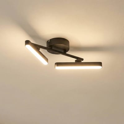 Lindby LED plafondlamp Eldrin, 2-lamps, zwart, lichtlijst