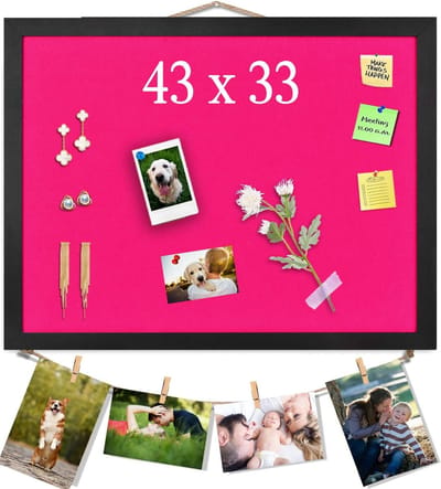 Stunq® Elegant Roze Prikbord met Houten Frame - 43 x 33 cm - Perfect voor Foto's en Administratie