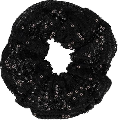 Haarsoires Haarelastiek Scrunchie – Glitter Stof – Pailletten – Zwart - Haarkrinkel - Haar Elastiek met Stof - Zacht & Haarvriendelijk