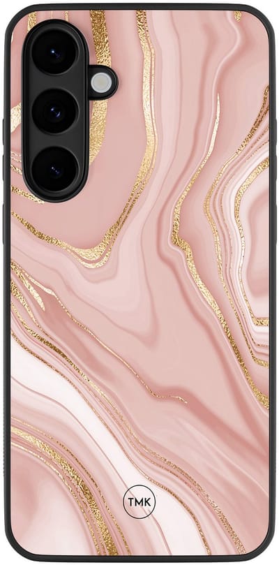 Hoesje geschikt voor Samsung Galaxy S25 FE - Rose marble - Roze - TPU case - Marmer - Hardcase zwart telefoonhoesje