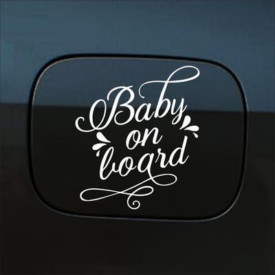 Bumpersticker - Baby On Board - 12,1 X 13,1 - Wit