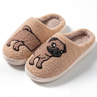 JAXY Smiley Pantoffels Dames & Heren - Warme Pantoffels - Sloffen - Instappers - Maat 40-41 - Pug