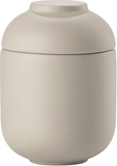 Zone Denmark Sensu Badkamer Beker met Deksel - Toilet & Badkamer Accessoires voor Wattenschijfjes, Make-up of Sieraden - 6,5 x 9 cm - Sand