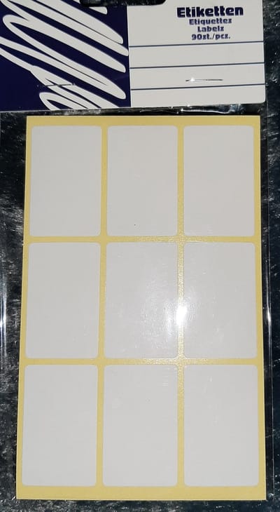 90 zelfklevende etiketten / label - wit - 90x etiket - 40 x 24 mm - rechthoek - 10 vel met 9 labels blanco