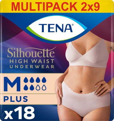 TENA Silhouette Plus - high waist incontinentiebroekjes - Crème - M - 18 stuks