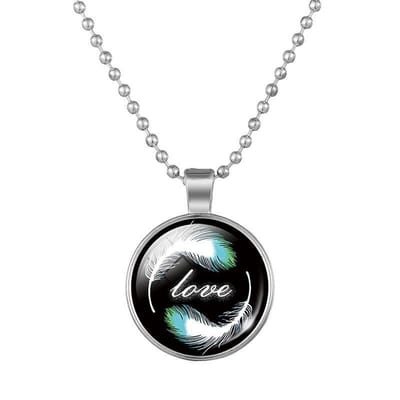 Ketting zilverkleurig | Love | cabochon