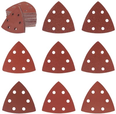 Driehoekige schuurpapier vellen 93 x 93 x 93 mm voor hout, metaal en gips - korrelgroottes 40 tot 400