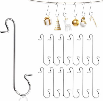 Decoratieve Haakjes voor Kerstversieringen, 100 Stuks met Opbergdoos, Ideaal voor Kerstboom en Feestdecoraties - Zilver