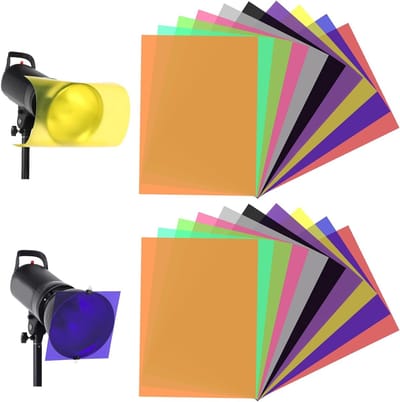 Set van 20 Kleur Gel Film voor Kleurcorrectie, Lichtfilters en Fotografie - Transparante Filters voor LED Studio en Autolampen (10 Kleuren)
