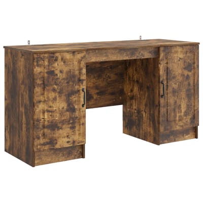 vidaXL - Bureau - Gerookt - eiken - 142,5 - x - 50 - x - 75 - cm - Bewerkt - hout