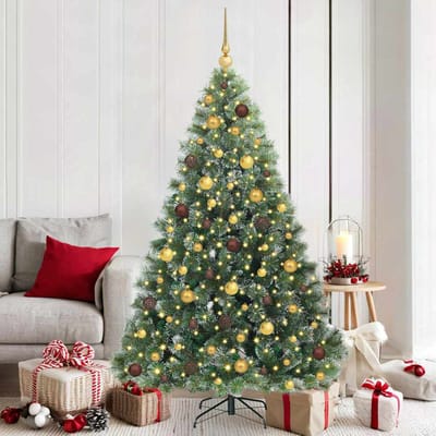 vidaXL - Kunstkerstboom - met - 300 - LED - met - standaard - Groen - 180 - cm - PE - en - PVC