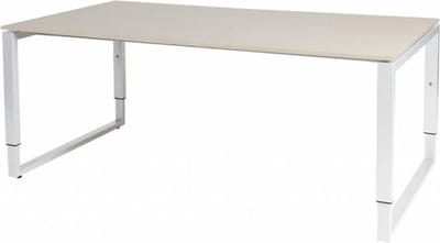 Vergadertafel - Verstelbaar - 180x100 Eiken - wit frame