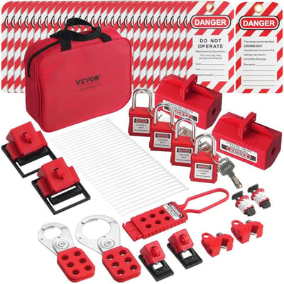 Elektrische Lockout Tagout Kit, 47 STUKS Veiligheid Loto Kit Bevat Hangsloten, Hasps, Tags, Nylon Ties, Stekker Lockouts, Stroomonderbreker Lockouts, en