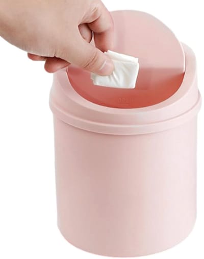 Bureau Prullenbak Mini - Kleine Afvalbak - Netjes Werken - Met Klapdeksel - 20x14x14 cm - Roze