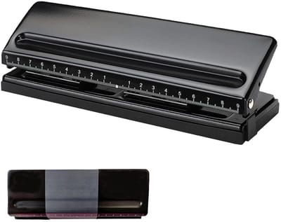Verstelbare 6-gaats metalen perforator voor A3 A4 A5 B3 B4 B5 formaten - 6 vel capaciteit
