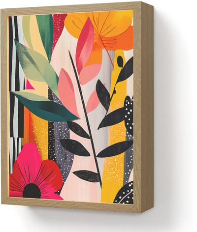 Wandlamp 30x40 cm - Oplaadbaar - Bloemen - Bladeren - Abstract - Kleurrijk - Wandlampen binnen woonkamer - Slaapkamer lamp - Decoratieve nachtlamp - Vloerlamp draadloos