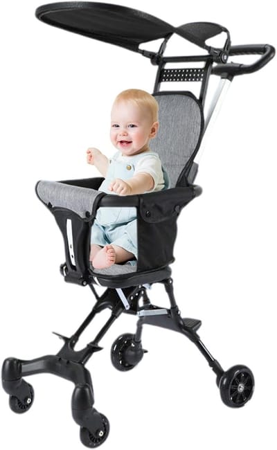 Kinderwagen - Reisbuggy - Reizen met kinderen - Bidirectionele zitting - 50 x 43 x 18 cm - Zwart