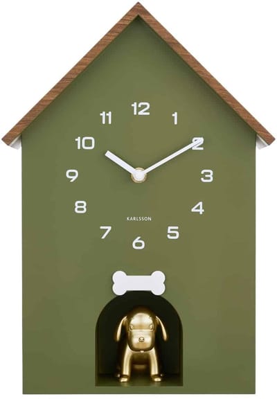 Karlsson Wandklok Dog House - Groen - 11.5x26.5x36.5cm - Wandklok Modern